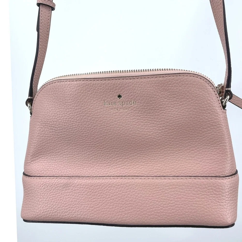 Kate Spade Small Dome Crossbody Bag Pink Pebbled Leather Gold Hardware
